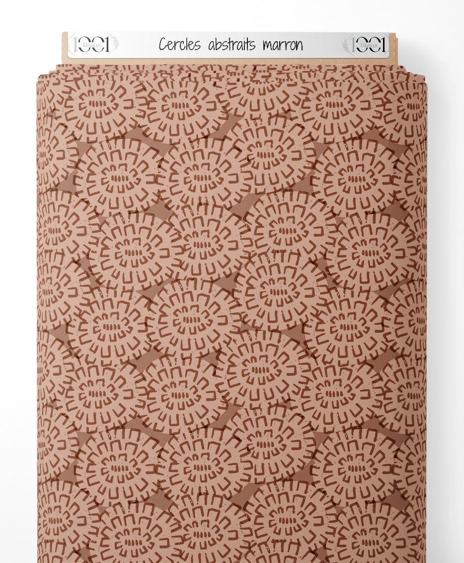 Tissu - Cercles abstraits marron