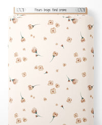 Tissu - Fleurs beige sur fond crème