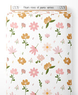 Tissu - Fleurs roses et jaunes variées