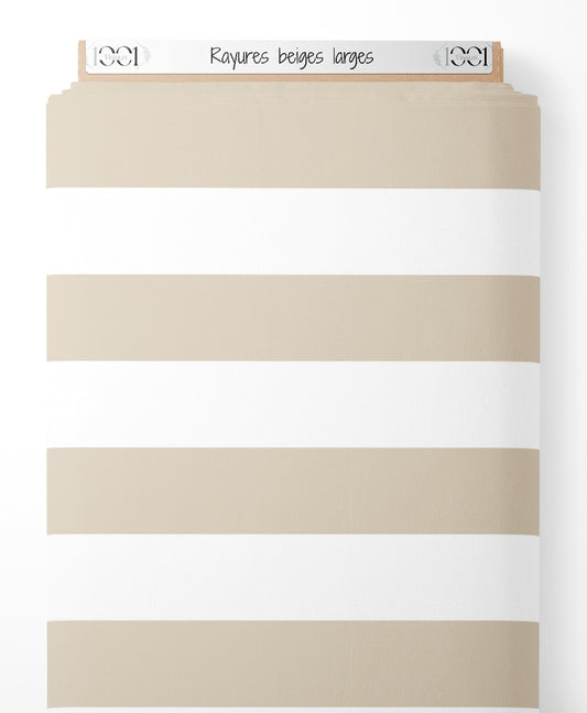 Tissu - Rayures beiges larges