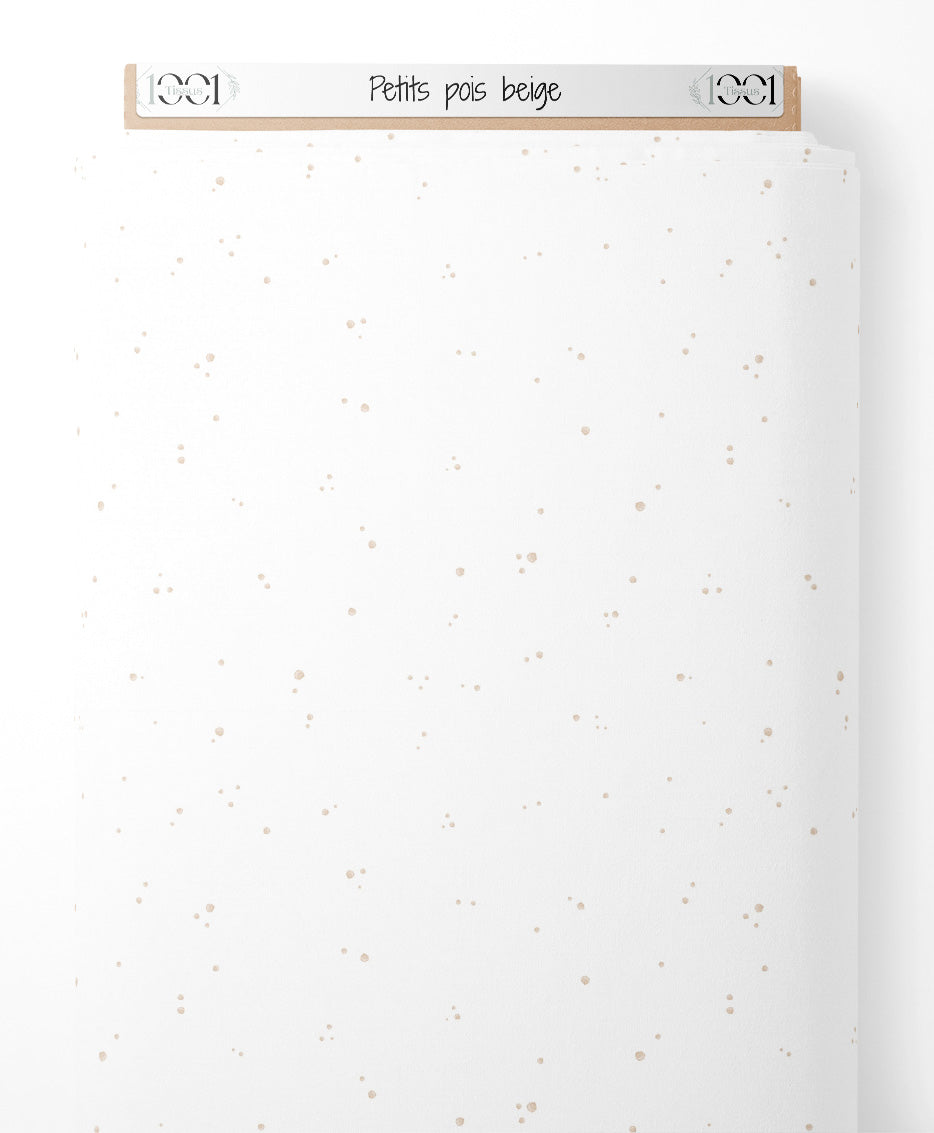 Tissu - Petits pois beige