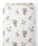 Tissu - Oursons et ballons sur blanc 2