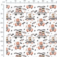 Tissu - Voitures Halloween avec personnages