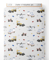 Tissu - Chantier et hélicoptères gris