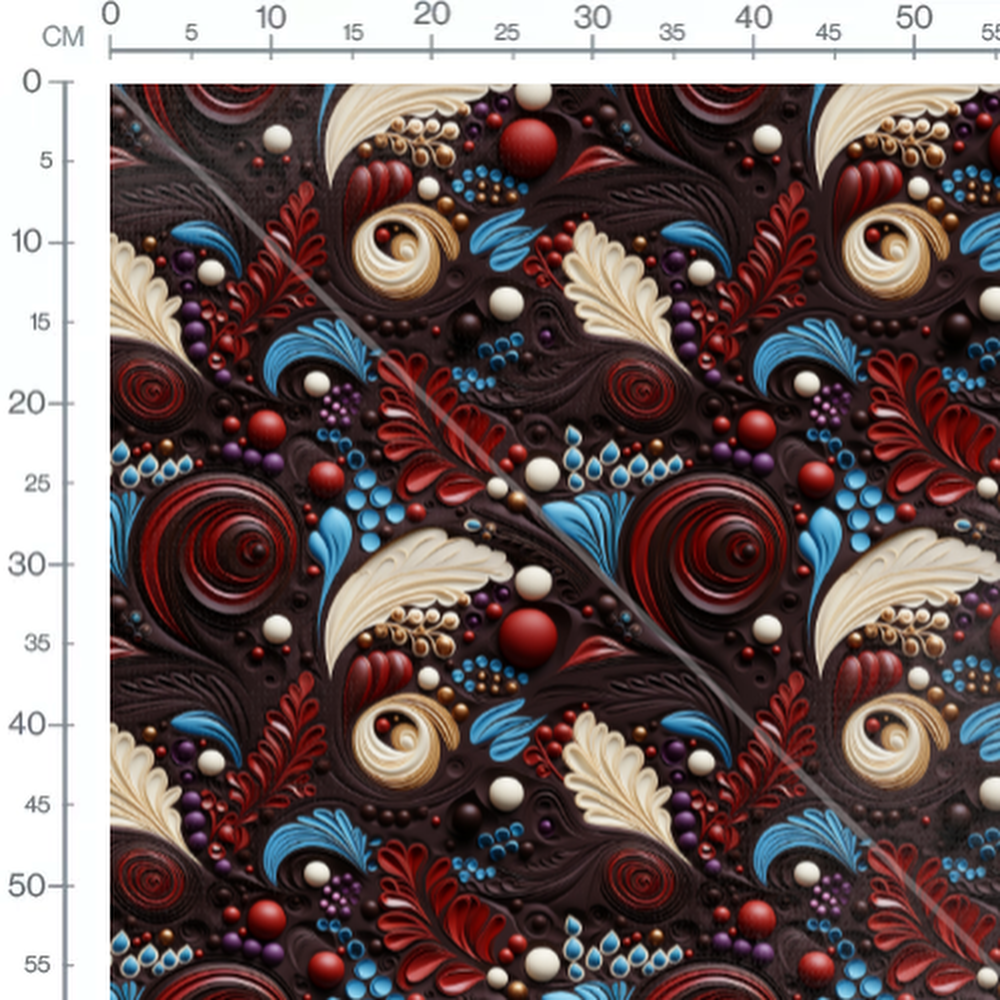 Tissu - Arabesques 3D Chocolat Coloré