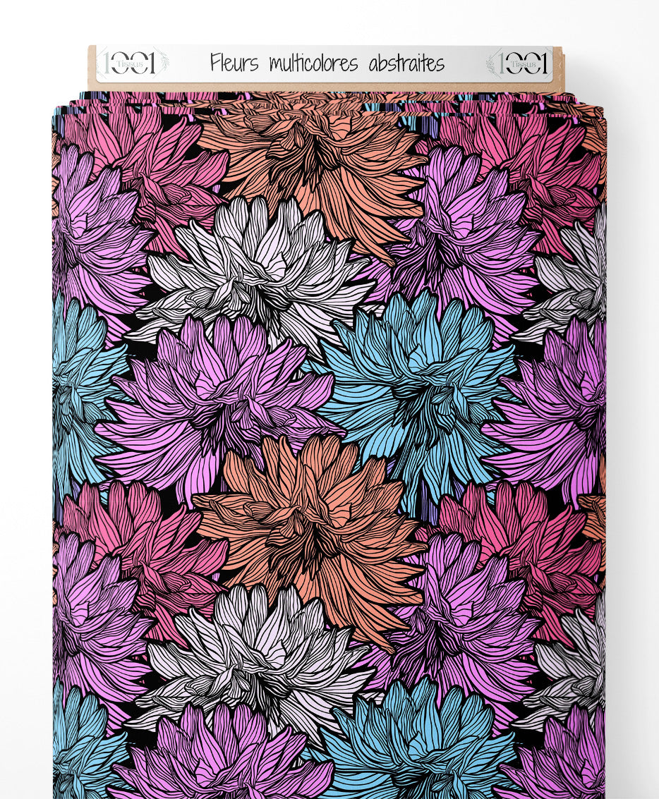 Tissu - Fleurs multicolores abstraites