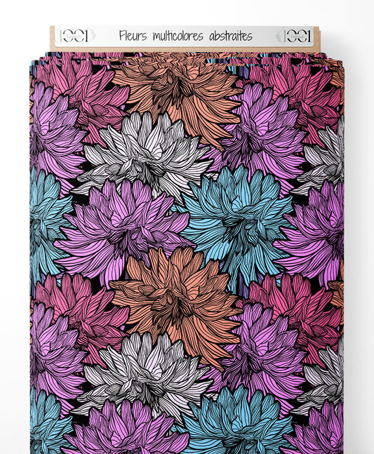 Tissu - Fleurs multicolores abstraites