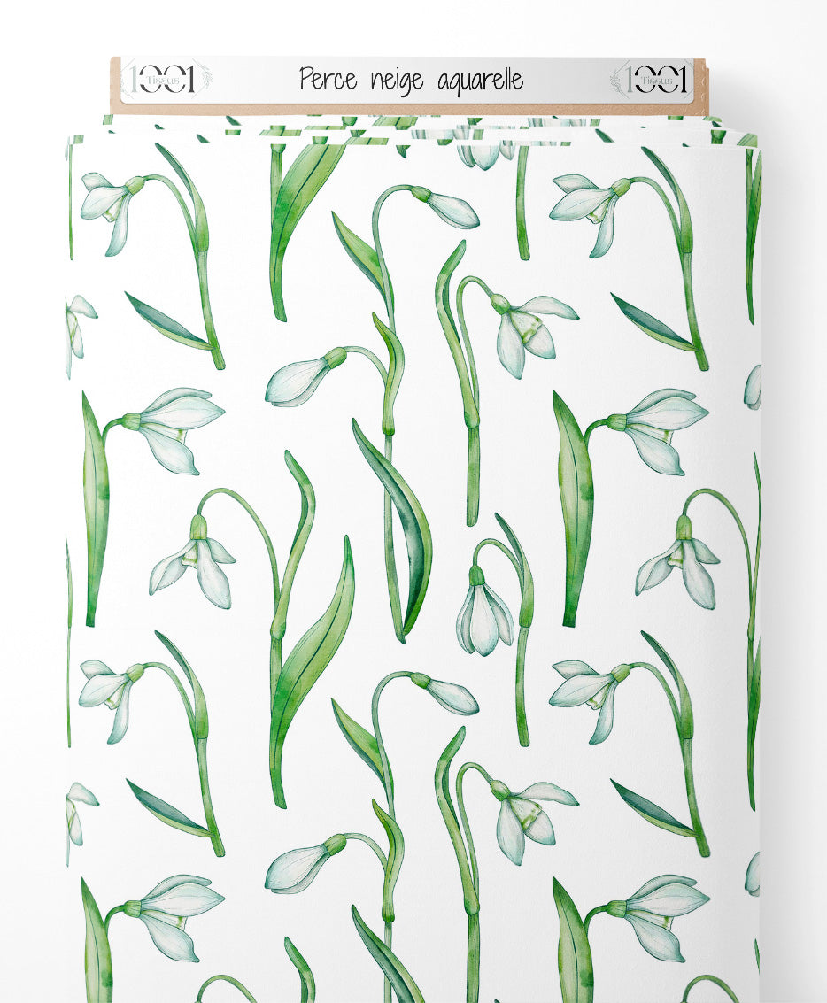 Tissu - Perce-neige aquarelle