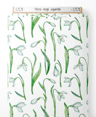 Tissu - Perce-neige aquarelle