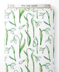 Tissu - Perce-neige aquarelle