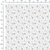 Tissu - Fleurs bleues et feuilles grises