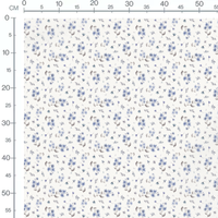 Tissu - Fleurs bleues et feuilles grises