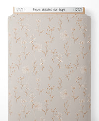 Tissu - Fleurs délicates sur taupe