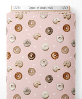 Tissu - Donuts et cœurs roses