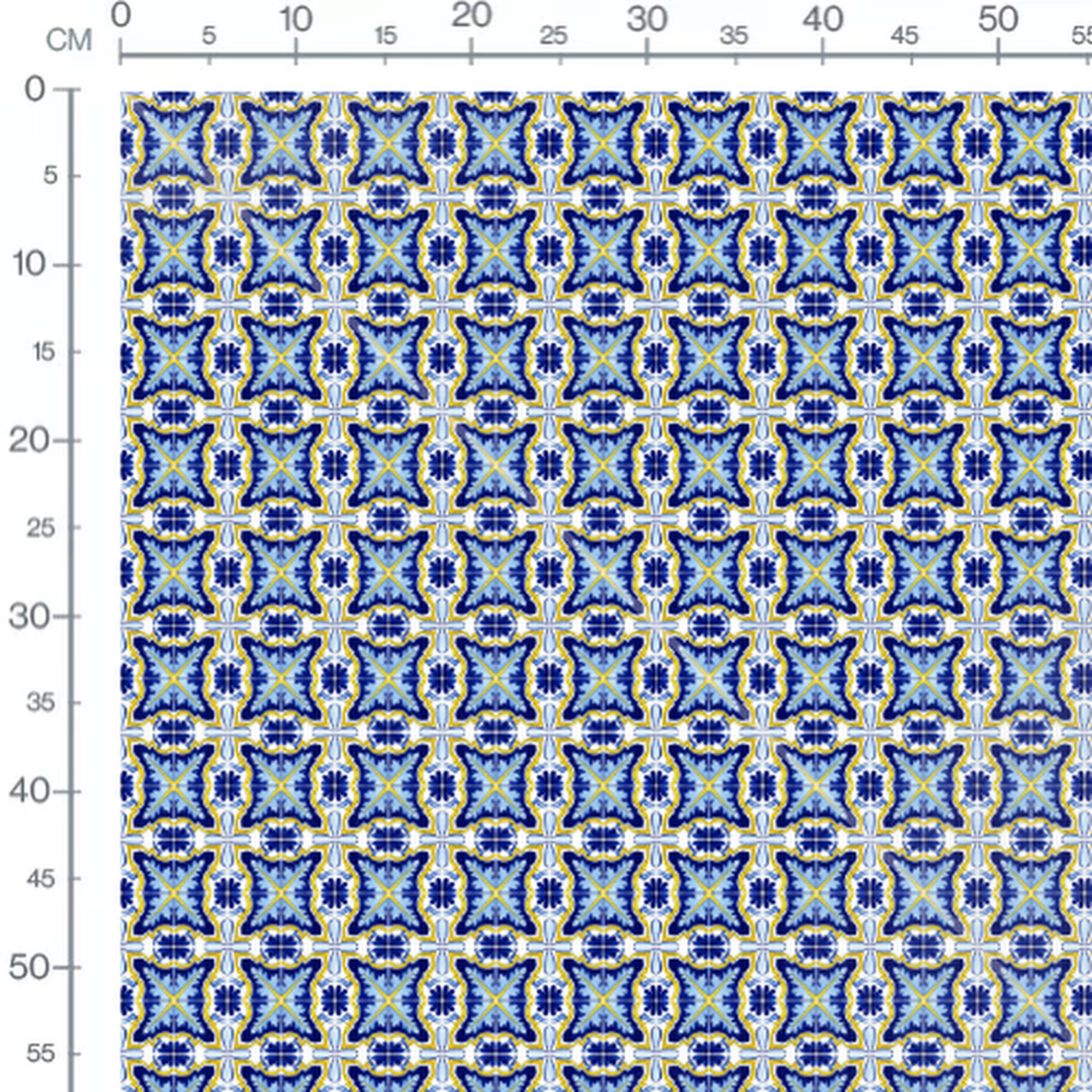 Tissu - Étoiles bleues et jaunes