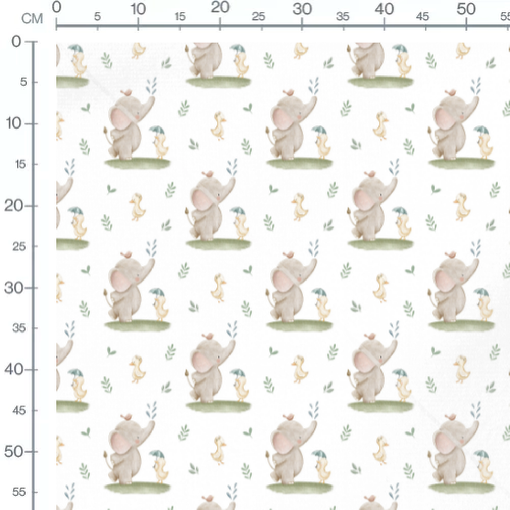 Tissu - elephant et canard aquarelle