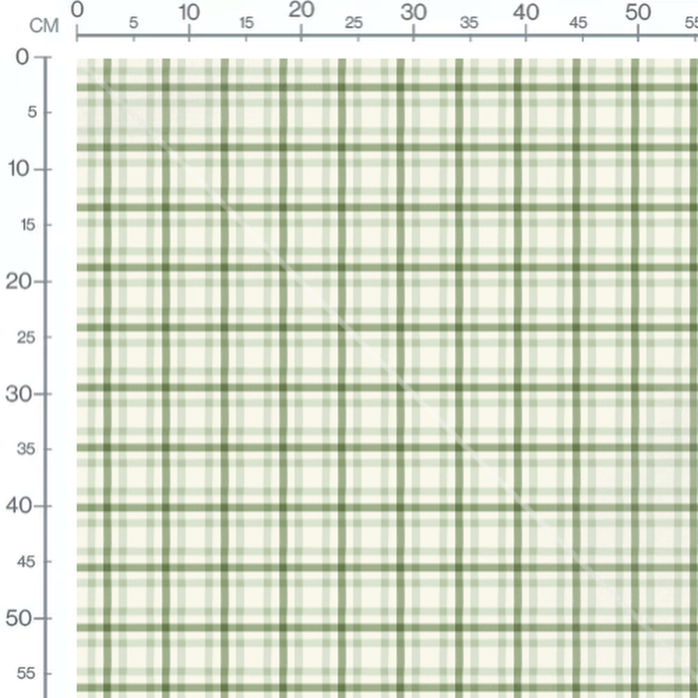 Tissu - Carreaux verts variés crème