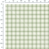 Tissu - Carreaux verts variés crème