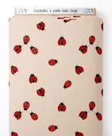 Tissu - Coccinelles à points noirs beige
