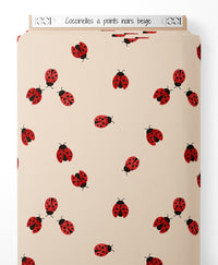 Tissu - Coccinelles à points noirs beige