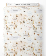 Tissu - Animaux sur carte pastel