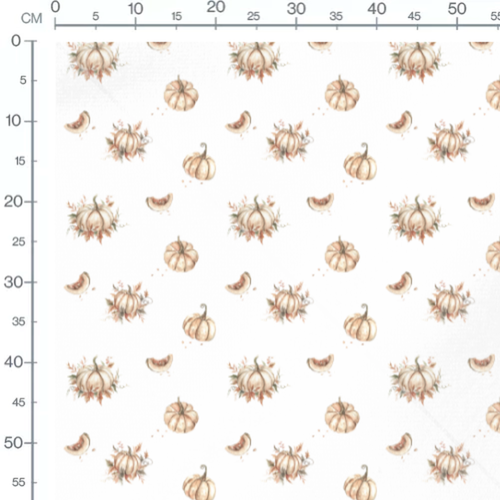 Tissu - Citrouilles beige et graines