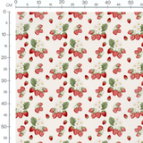 Tissu - Fraises et fleurs sur beige clair