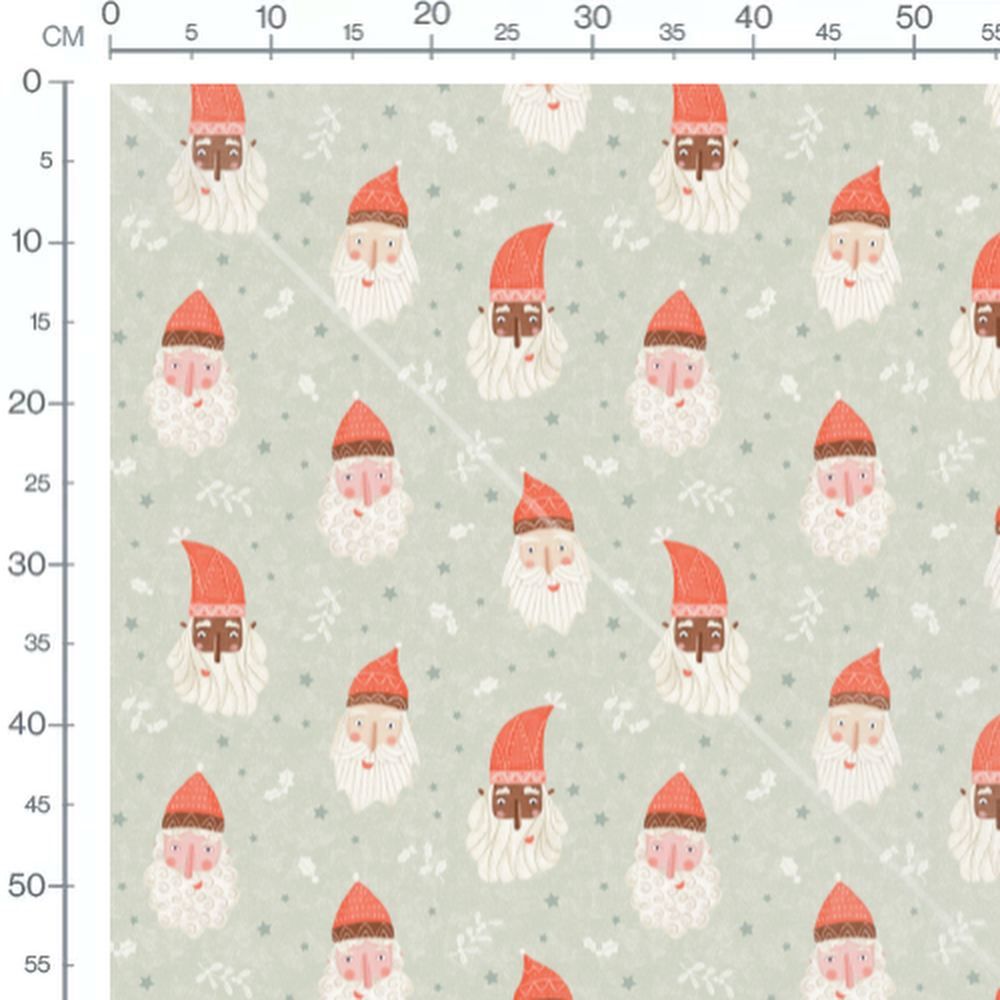 Tissu - Pères Noël festifs sur gris