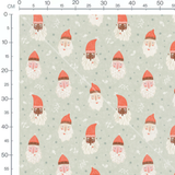 Tissu - Pères Noël festifs sur gris