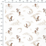 Tissu - Animaux ailés sur lunes beige