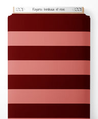 Tissu - Rayures bordeaux et rose
