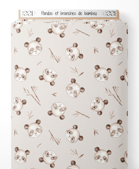 Tissu - Pandas et branches de bambou