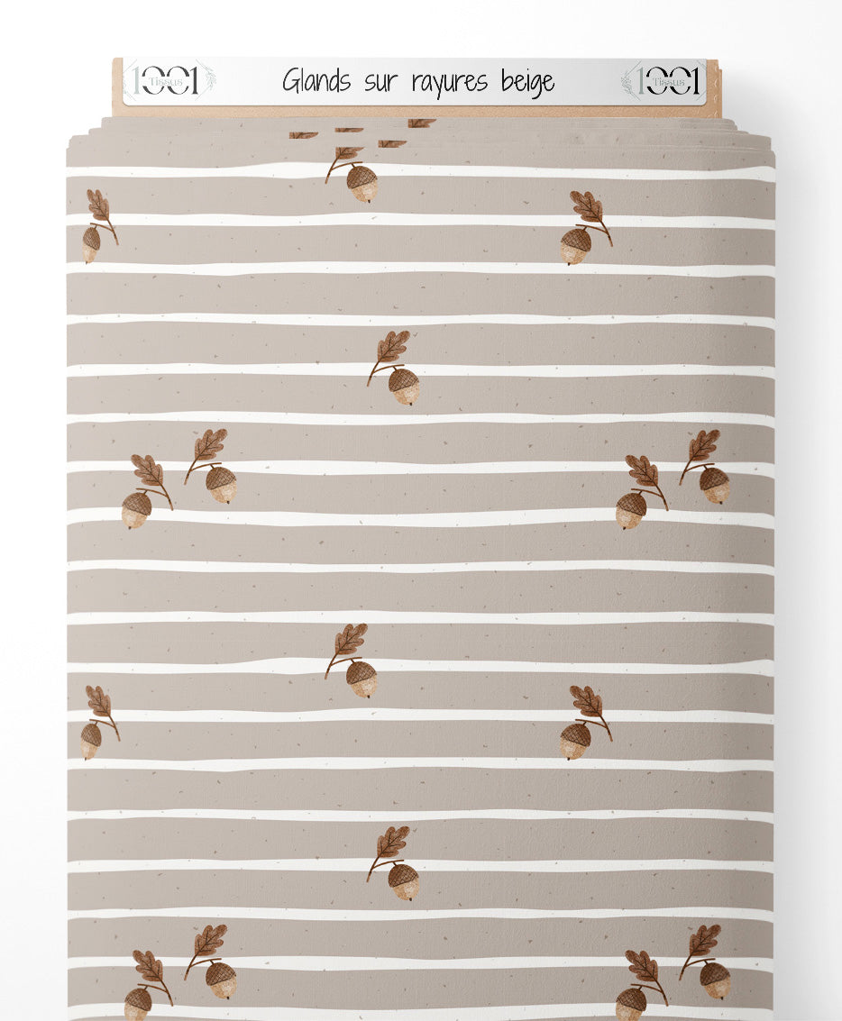 Tissu - Glands sur rayures beige