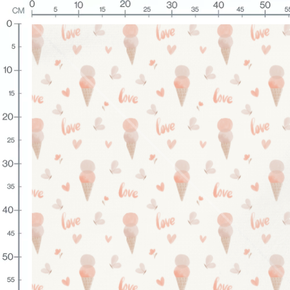 Tissu - Glaces et papillons pastel