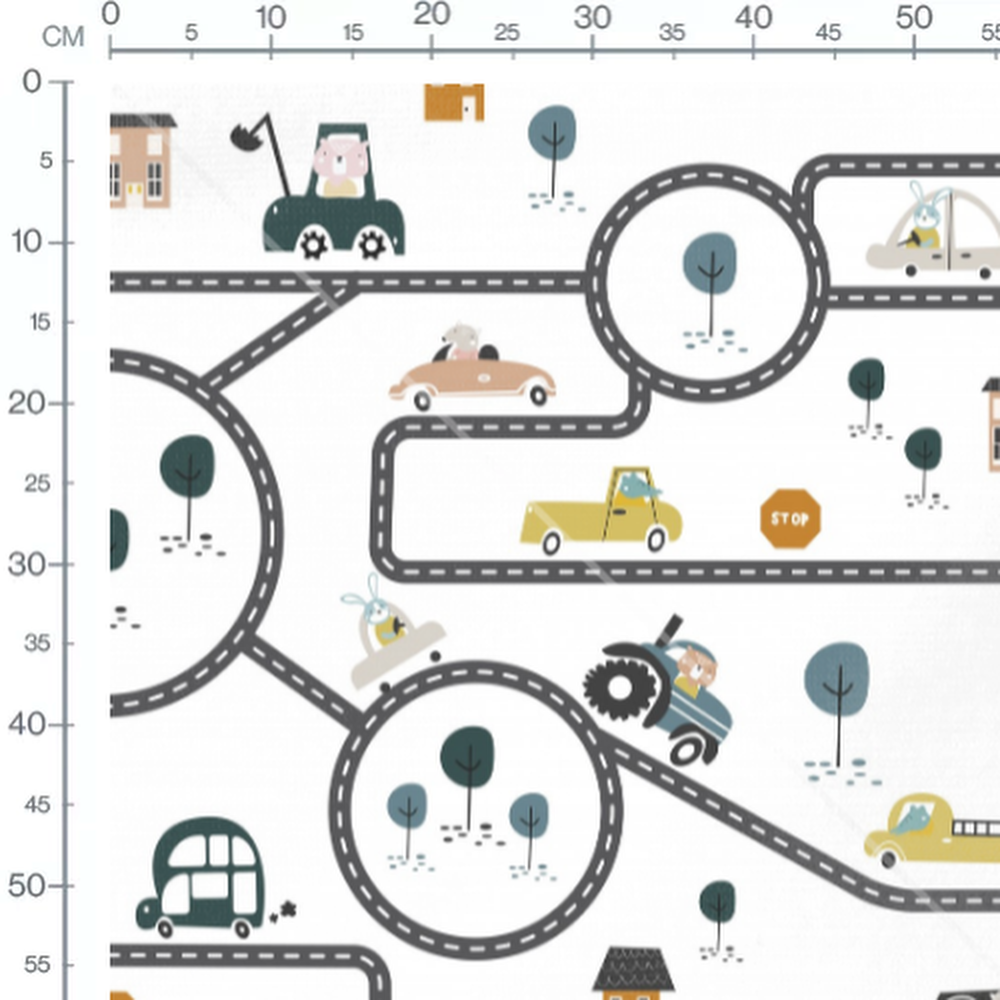 Tissu - Routes et véhicules colorés