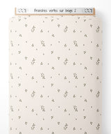 Tissu - Branches vertes sur beige 2