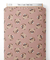 Tissu - Têtes d'ours sur fond rose