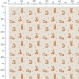 Tissu - Renards et fleurs sur beige