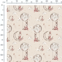 Tissu - Lapins et lunes aquarelle