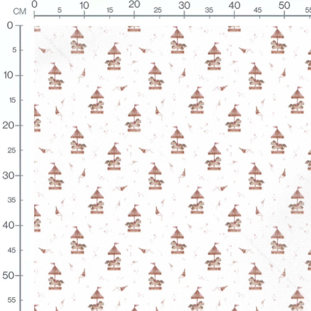 Tissu - Chevaux de manège roses