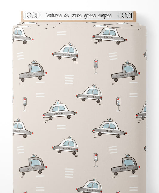 Tissu - Voitures de police grises simples