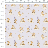 Tissu - Renards et ballons violets