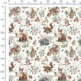 Tissu - Animaux forestiers colorés