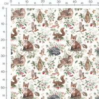 Tissu - Animaux forestiers colorés