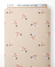 Tissu - Souris couronnées sur beige