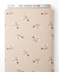 Tissu - Souris couronnées sur beige