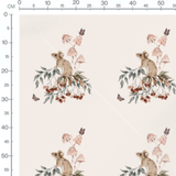 Tissu - Souris brune et baies rouges