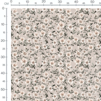 Tissu - Fleurs blanches et feuillage 3
