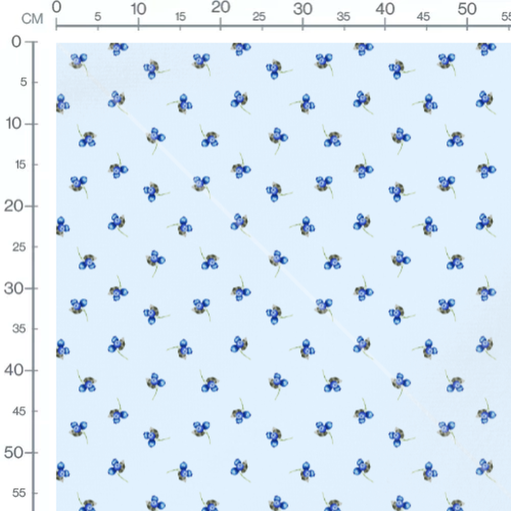 Tissu - Baies bleues sur fond clair