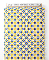 Tissu - Grandes fleurs bleues et jaunes
